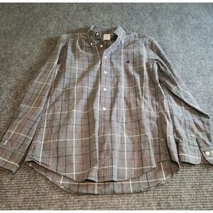 Brooks Brothers Regent Fit Grey Plaid Flannel Button Down Shirt Mens Medium M